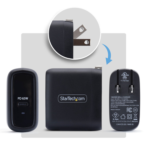 Startech.com 65W USB C Laptop Charger GaN