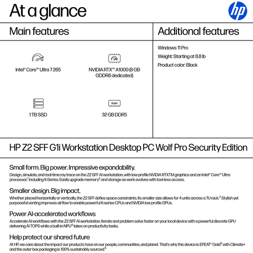 HP Commercial Specialty Z2 G1i SFF U7265 32G 1TB