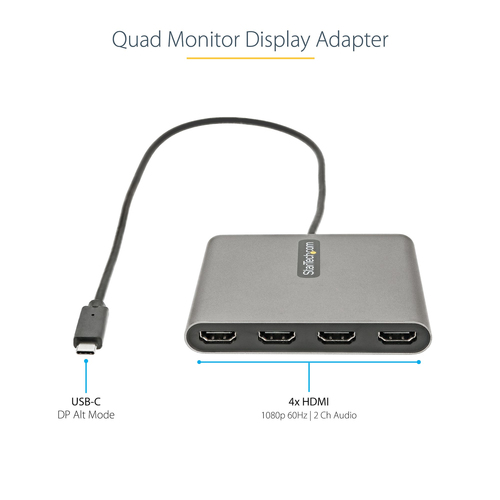 Startech.com USB C to 4 HDMI Adapter TAA